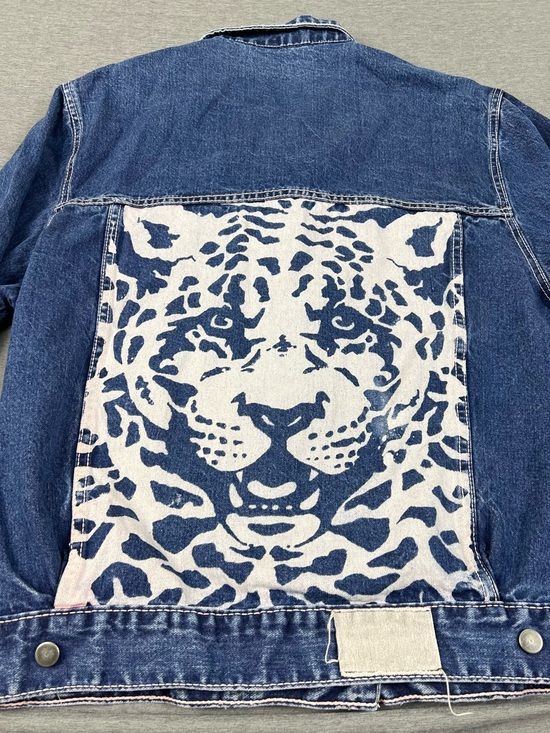 Boutique Jackets & Blazers - Wild Cat Tiger Denim Jacket with Leopard Back Panel